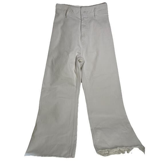 Zara Women's 4 Women’s White High Waist Raw Hem Wide Leg Jeans denim - Picture 1 of 6